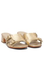 "Santoni" sandales femme dorées en cuir modèle bas - Image 2