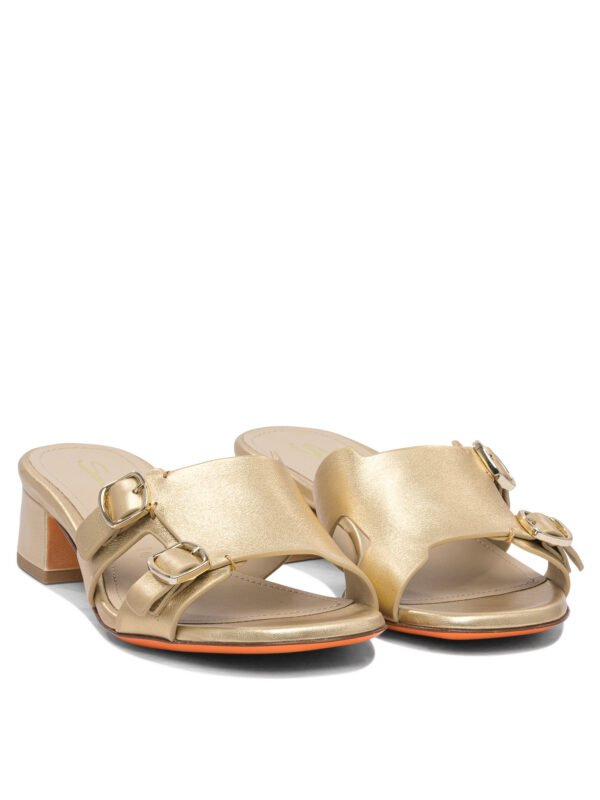 "Santoni" sandales femme dorées en cuir modèle bas - Image 2