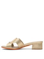 "Santoni" sandales femme dorées en cuir modèle bas - Image 3