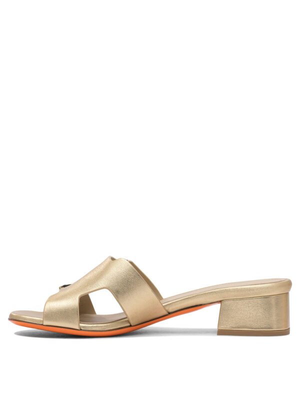 "Santoni" sandales femme dorées en cuir modèle bas - Image 3