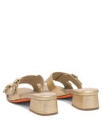 "Santoni" sandales femme dorées en cuir modèle bas - Image 4