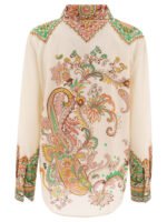"Etro" chemise femme blanche à imprimé vert en soie coupe regular - Image 2