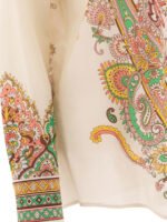 "Etro" chemise femme blanche à imprimé vert en soie coupe regular - Image 4