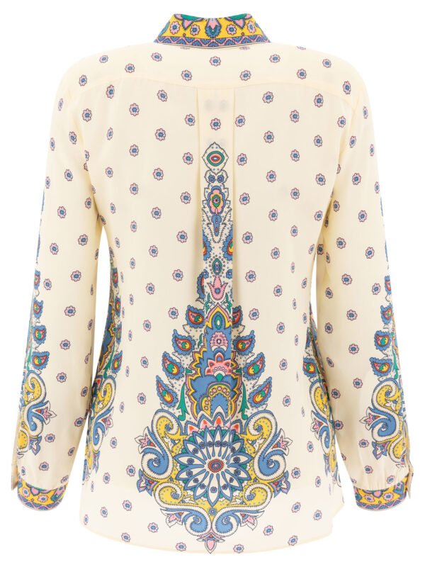 "Etro" chemise femme beige imprimée en soie – Image 2