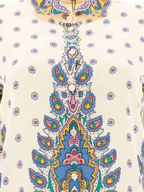 "Etro" chemise femme beige imprimée en soie – Image 3