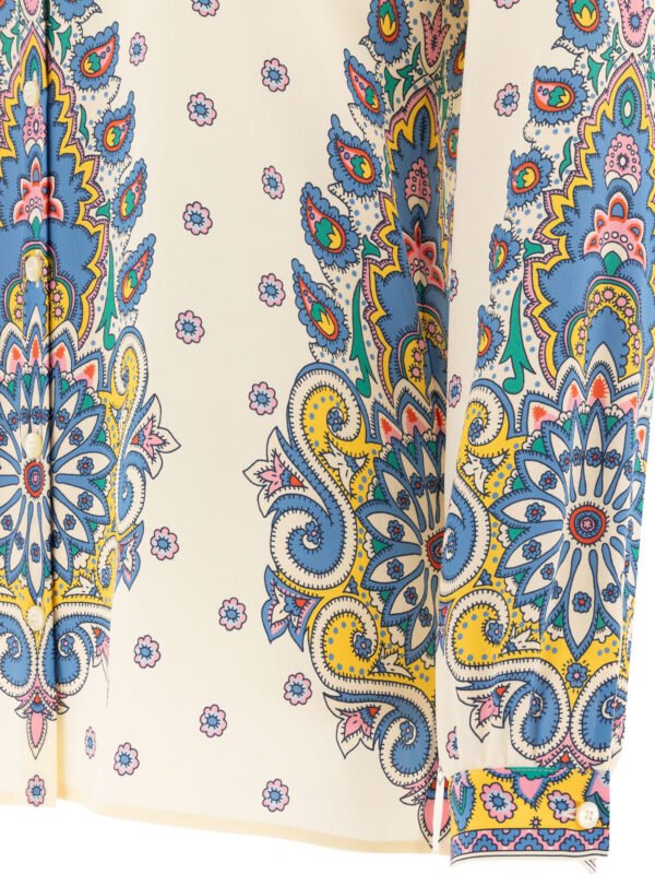 "Etro" chemise femme beige imprimée en soie – Image 4