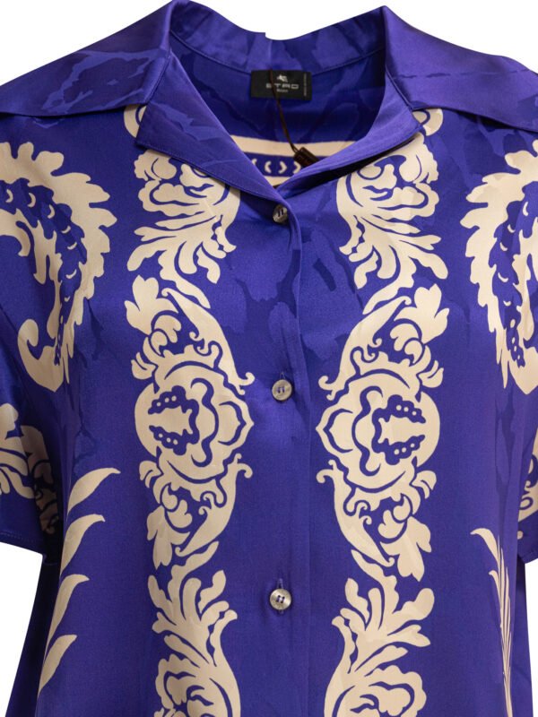 "Etro" chemise femme violet et or en viscose fluide – Image 3