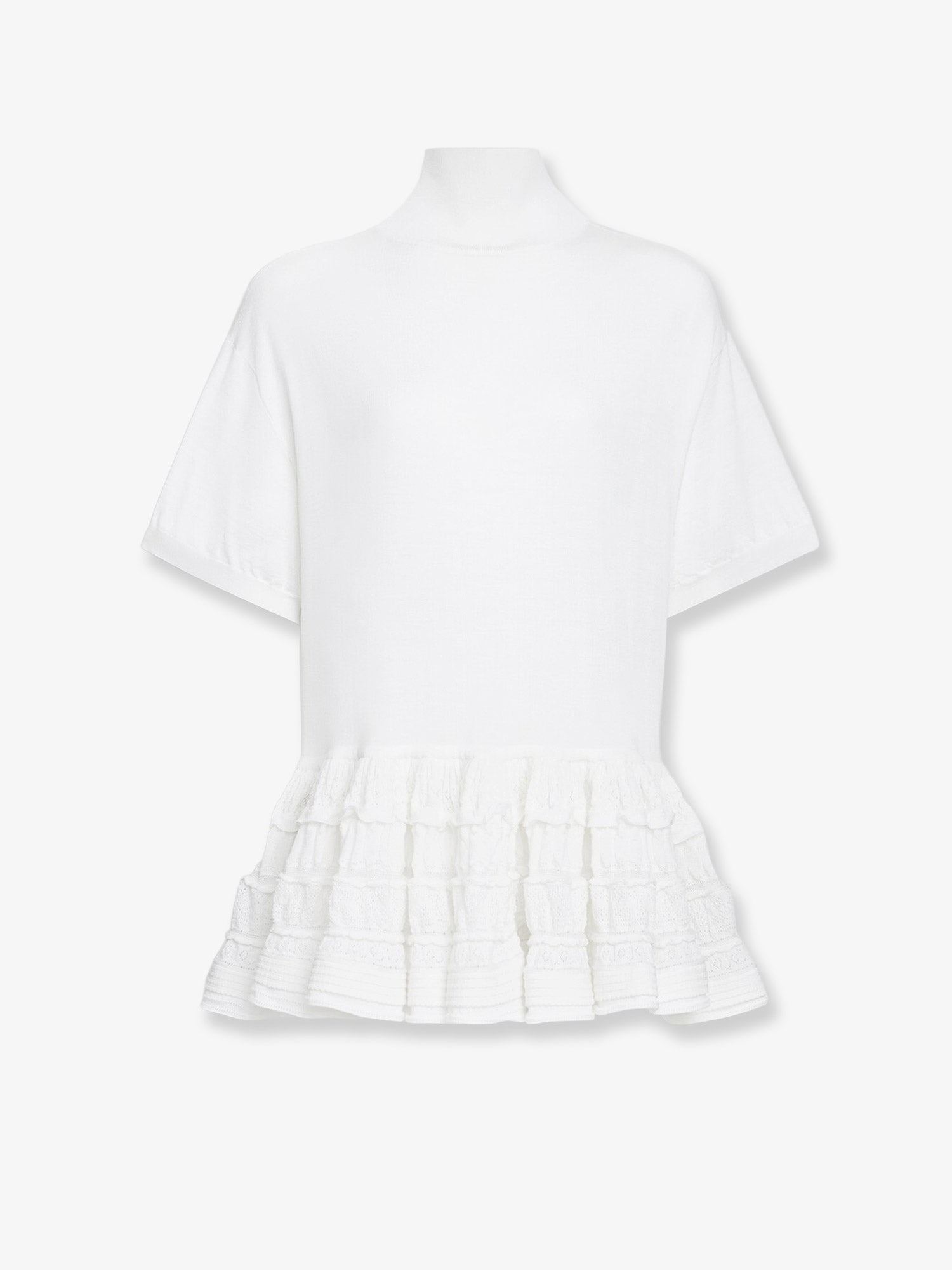 Peplum virgin wool sweater Alaïa jupe femme blanche ruffle en pure laine – Image 1