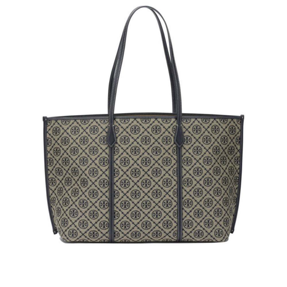 Design sans titre (13) Tory Burch sac à épaule femme bleu en coton et cuir – Image 1