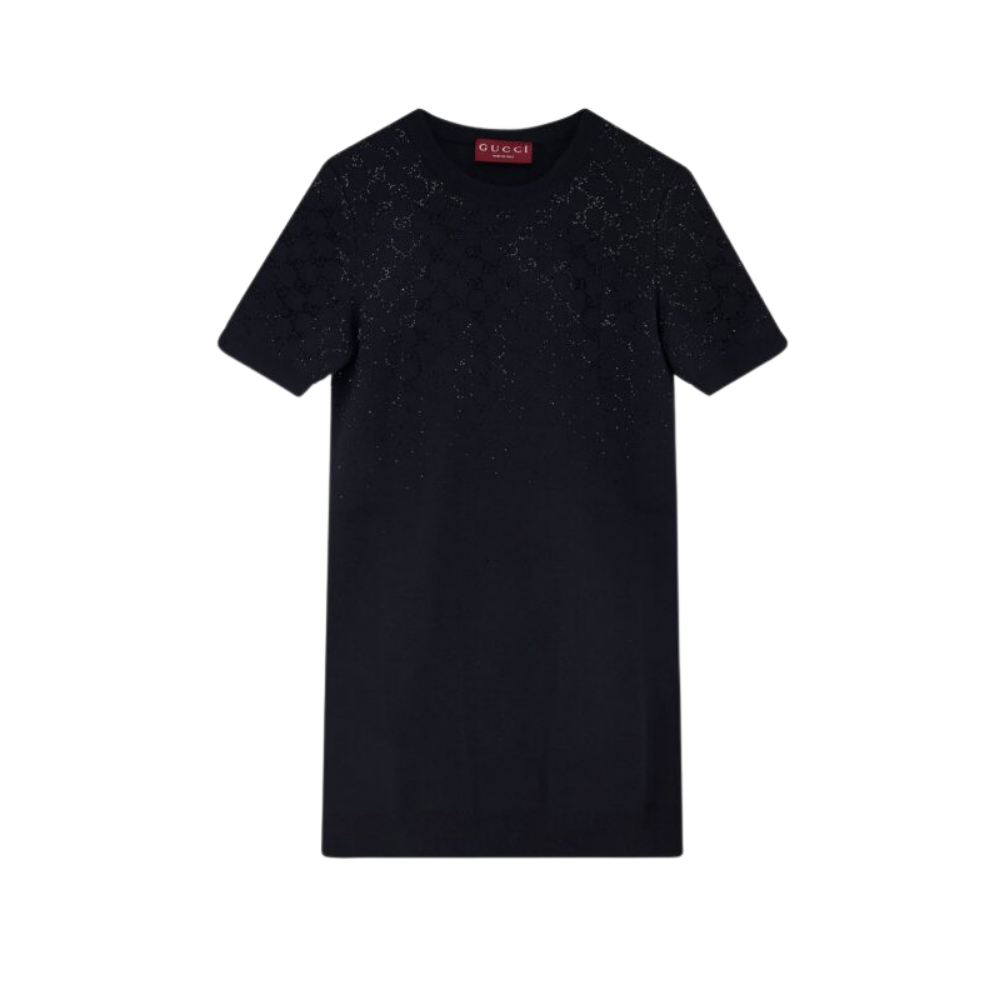 Design sans titre (16) GUCCI robe courte femme en laine noire – Image 1