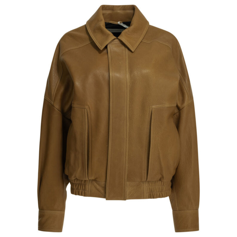 Design sans titre (16) Nour Hammour veste femme marron dalma en cuir – Image 1