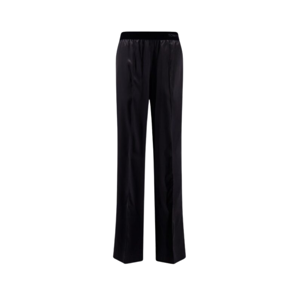 Design sans titre (23) TOM FORD pantalon pyjama femme en satin noir – Image 1
