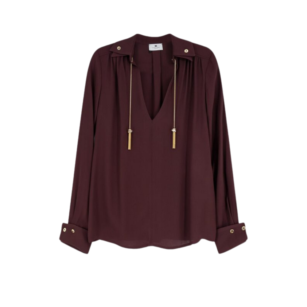 Design sans titre (29) ELISABETTA FRANCHI chemise marron en viscose – Image 1