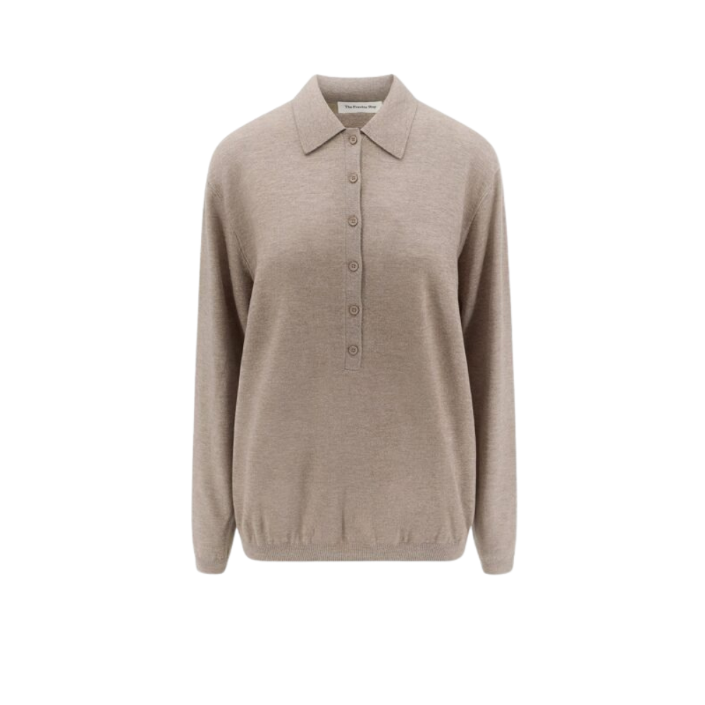 Design sans titre (29) THE FRANKIE SHOP polo en laine beige – Image 1