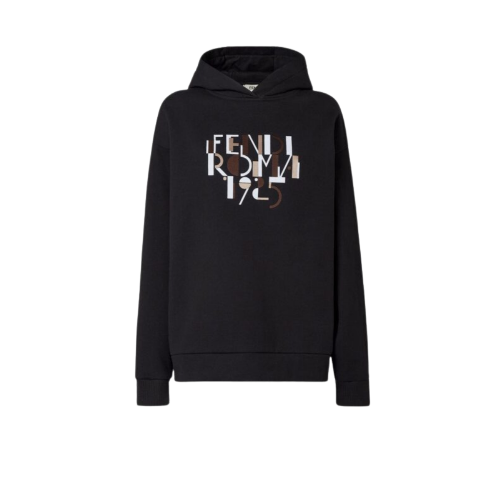 Design sans titre (4) FENDI sweat femme à capuche en coton noir – Image 1