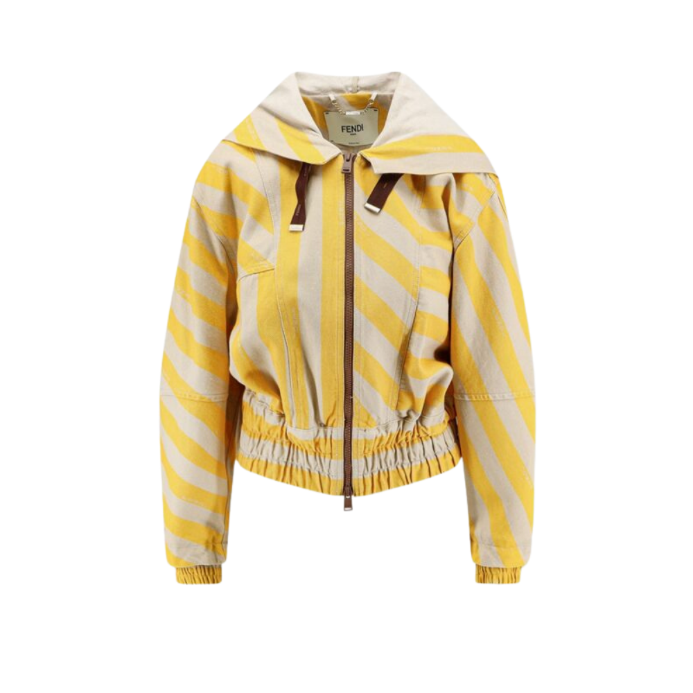 Design sans titre (41) FENDI veste femme en coton et lin jaune – Image 1