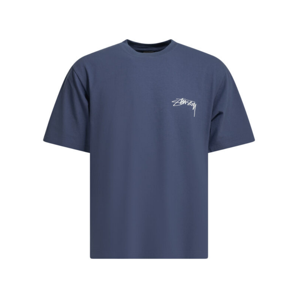 Design sans titre (41) Stüssy t-shirt homme bleu en coton – Image 1
