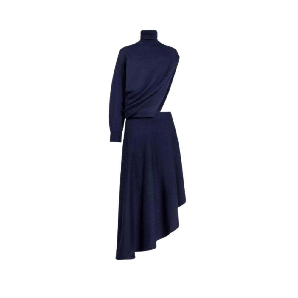 Design sans titre (41) Alaïa robe femme bleue Cut-Out en laine – Image 1