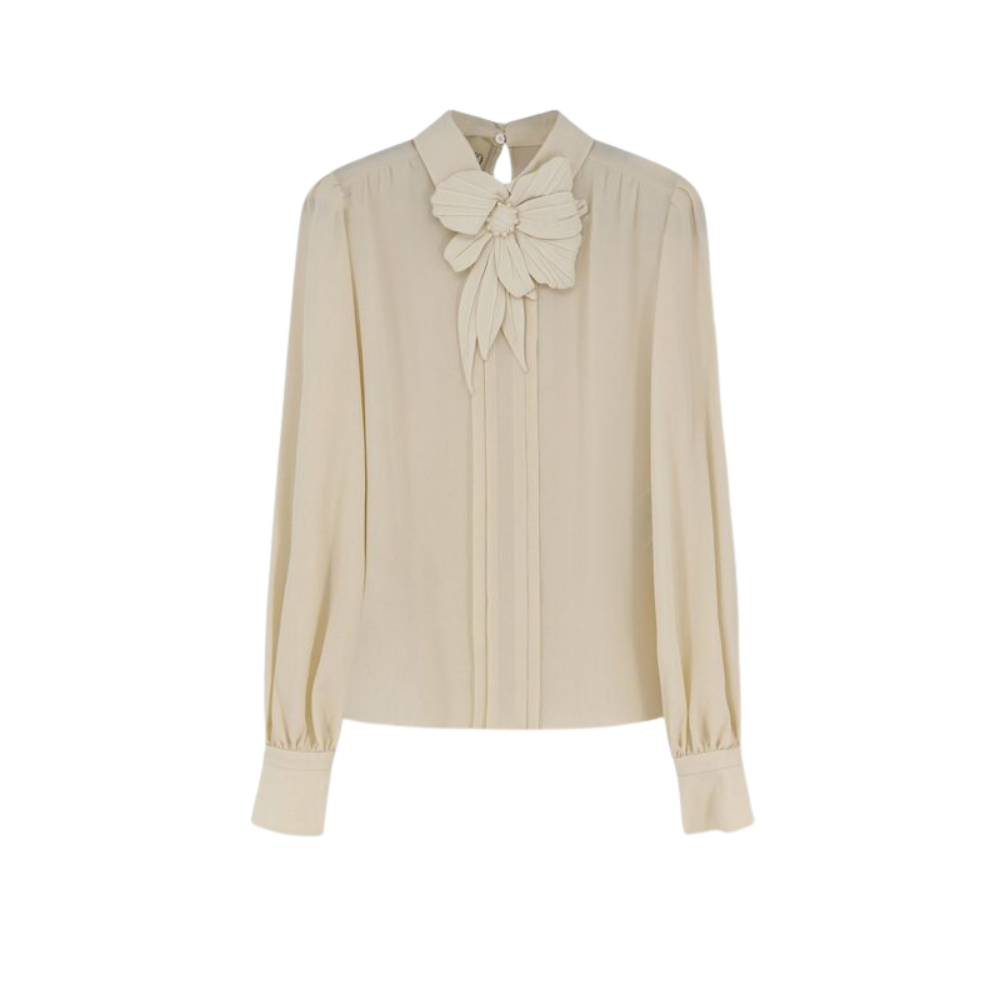 Design sans titre (53) VALENTINO chemise femme beige en soie – Image 1