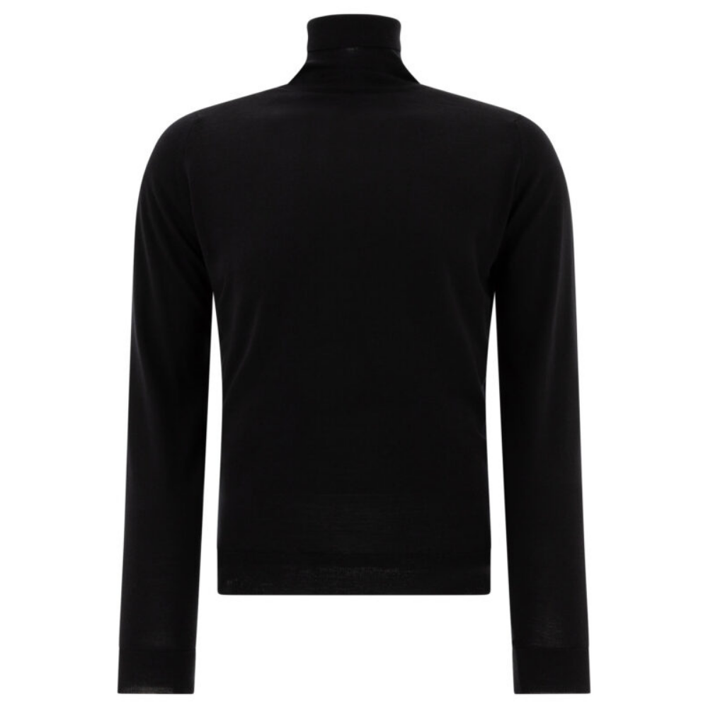 Design sans titre (6) John Smedley pull col roulé homme noir en laine – Image 1