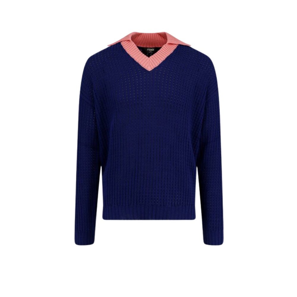 Design sans titre (73) FENDI pull homme en coton bleu – Image 1