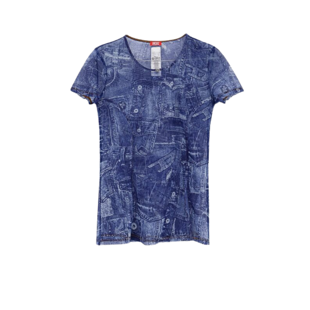 Sans titre (1000 x 1000 px) (100) DIESEL t-shirt imprimé femme bleu – Image 1