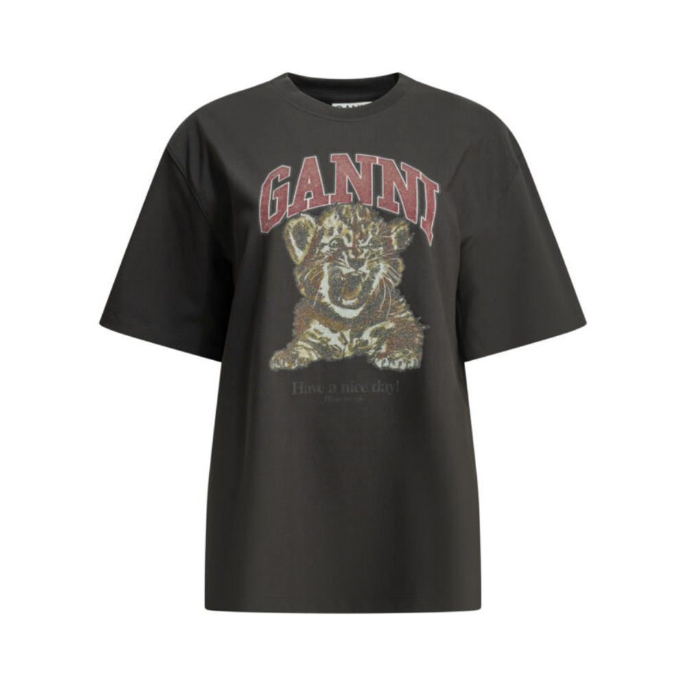 Sans titre (1000 x 1000 px) - 2026-05-12T184601.575 Ganni t-shirt femme noir baby tiger en coton – Image 1