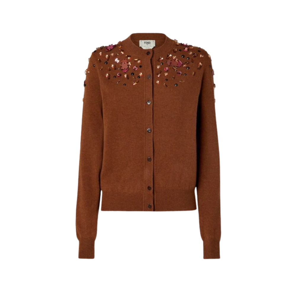 Sans titre (1000 x 1000 px) - 2026-05-21T185356.597 Fendi cardigan femme marron en laine et cachemire – Image 1
