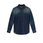 GUCCI chemise en coton homme bleue