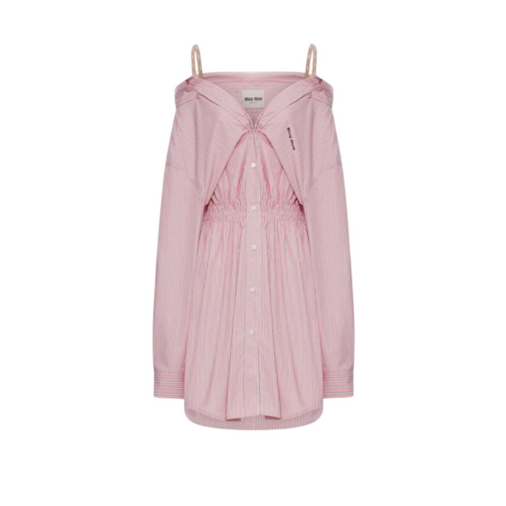 Sans titre (1000 x 1000 px) - 2026-06-29T213629.782 MIU MIU robe chemise en coton rayé femme rose – Image 1