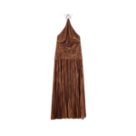 RETROFETE robe longue plissée femme marron