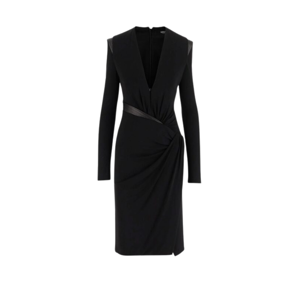 Sans titre (1000 x 1000 px) (93) VERSACE robe courte à col en V femme noire – Image 1