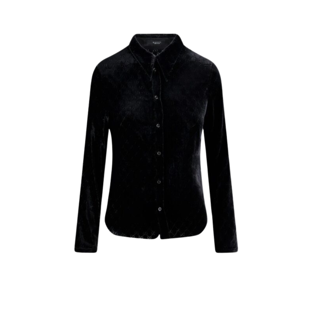 Sans titre (1000 x 1000 px) (94) GUCCI chemise en velours homme noire – Image 1
