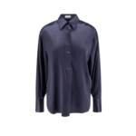 BRUNELLO CUCINELLI chemise en soie femme bleue