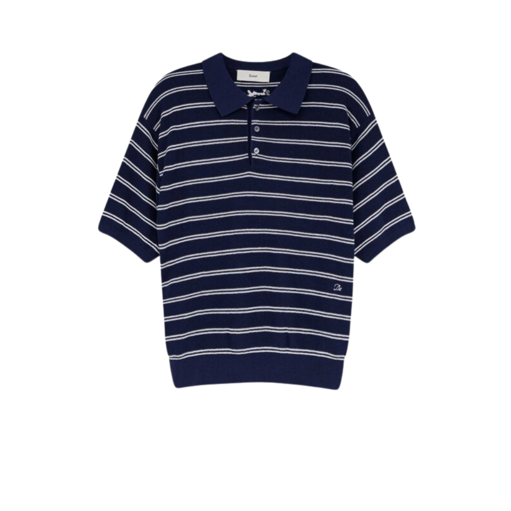 Sans titre (1000 x 1000 px) (96) DUNST polo en coton rayé femme bleu – Image 1