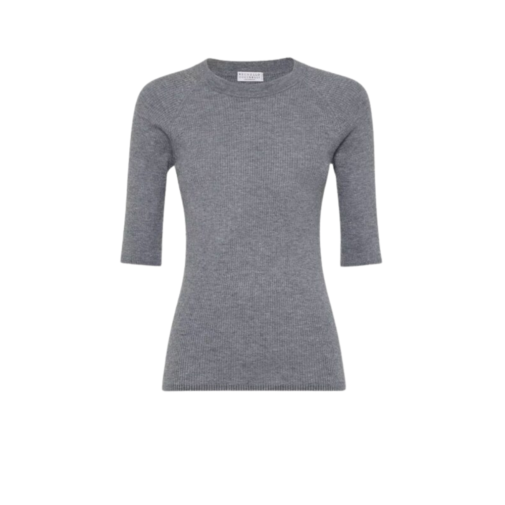 Design sans titre (1) Brunello Cucinelli pull femme gris en maille – Image 1