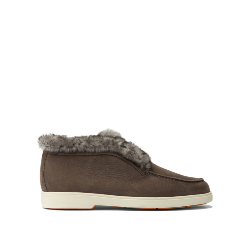 Design sans titre (1) Santoni mocassins femme marron en daim – Image 1
