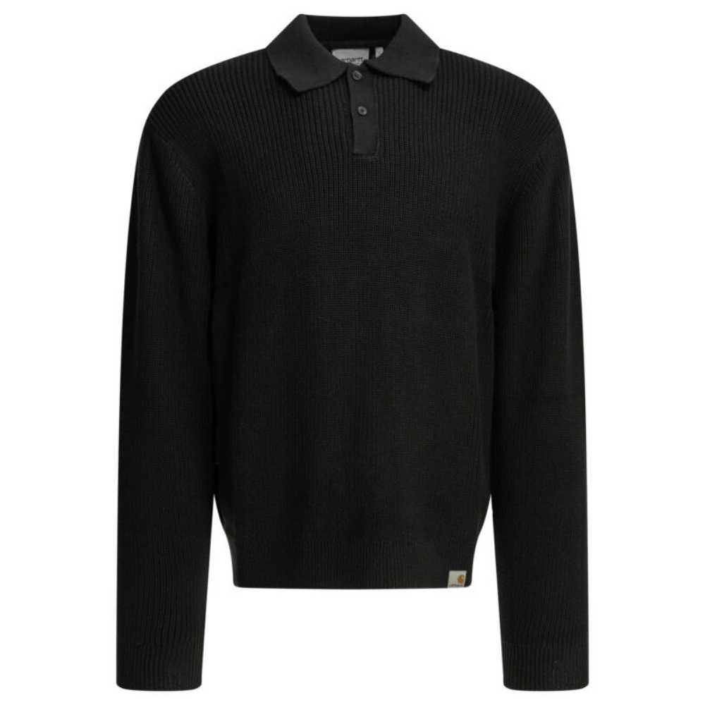 Design sans titre (10) CARHARTT WIP pull polo homme en coton noir – Image 1