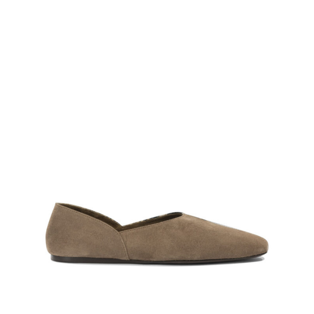 Design sans titre (13) KHAITE ballerines marron en daim et cuir – Image 1