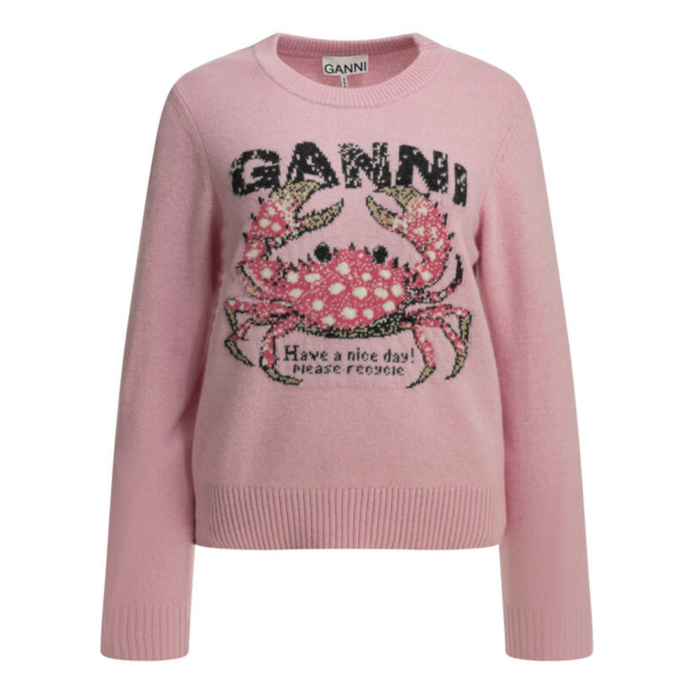 Design sans titre (13) GANNI pull femme en maille rose – Image 1