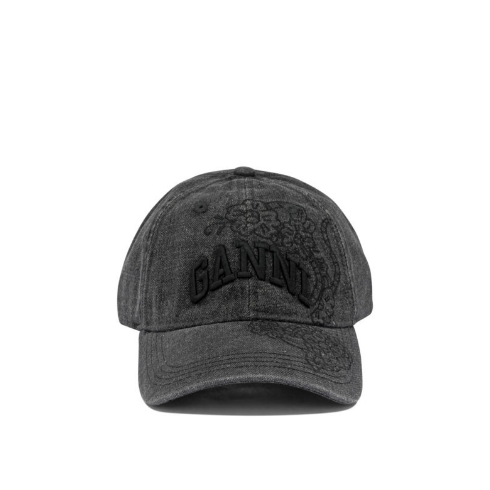Design sans titre (15) GANNI casquette en denim noir – Image 1