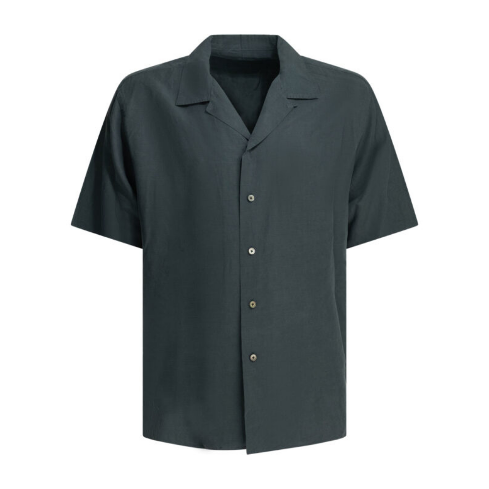 Design sans titre (16) A.PRESSE chemise casual bleue en soie et lin – Image 1