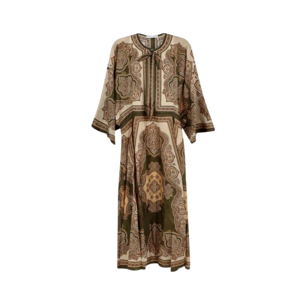 Design sans titre (20) ZIMMERMANN robe tunique en soie verte – Image 1