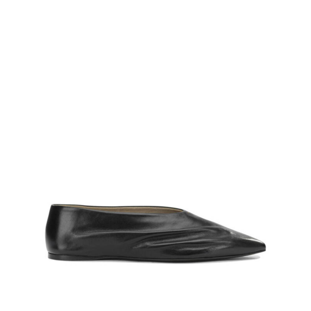 Design sans titre (22) KHAITE ballerines Miriam noires en cuir – Image 1