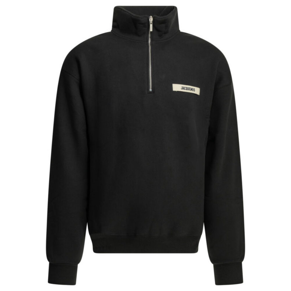 Design sans titre (23) JACQUEMUS sweat-shirt homme à demi-zip noir – Image 1