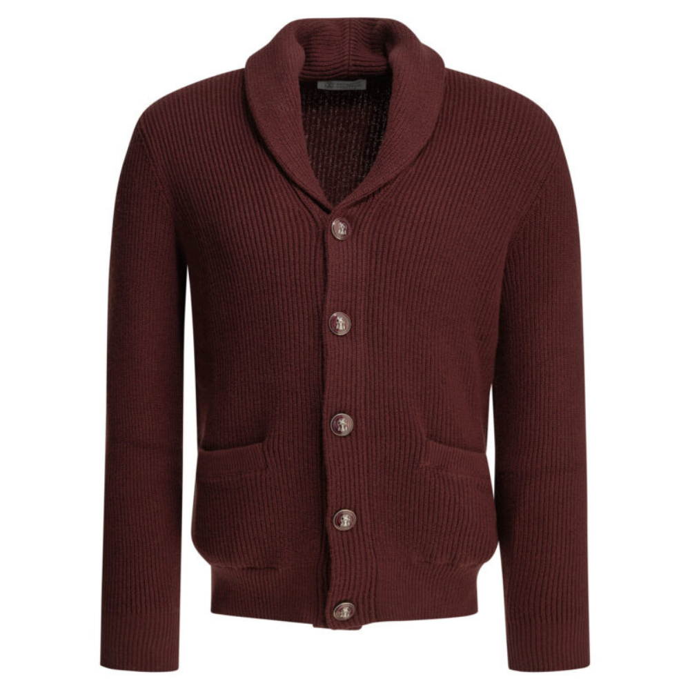 Design sans titre (3) BRUNELLO CUCINELLI cardigan en coton bordeaux – Image 1