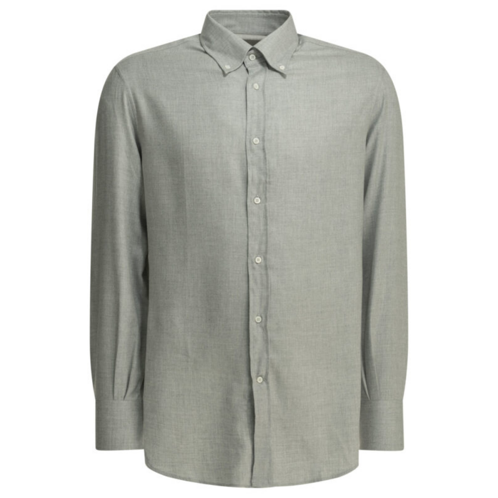 Design sans titre (44) BRUNELLO CUCINELLI chemise en coton homme grise – Image 1