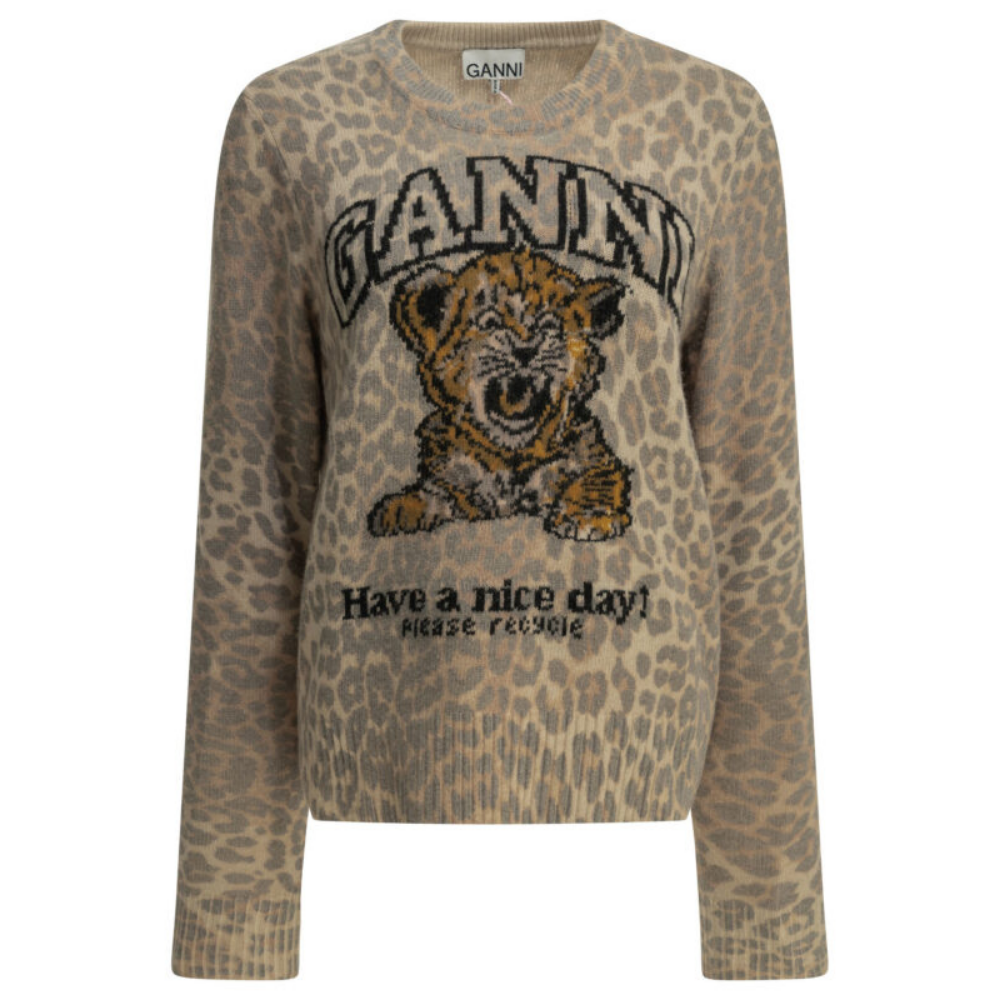 Design sans titre (45) GANNI pull femme en laine marron – Image 1