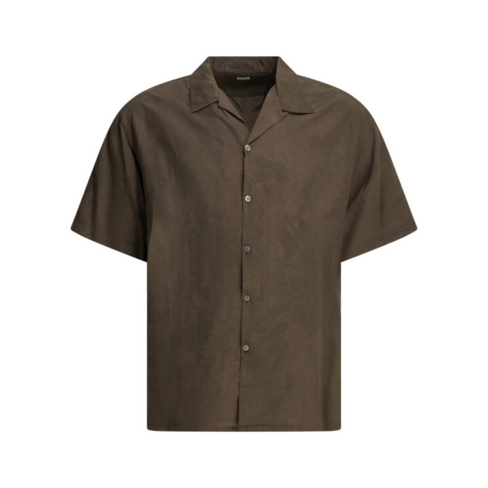 Design sans titre (6) A.Presse chemise homme marron en soie – Image 1