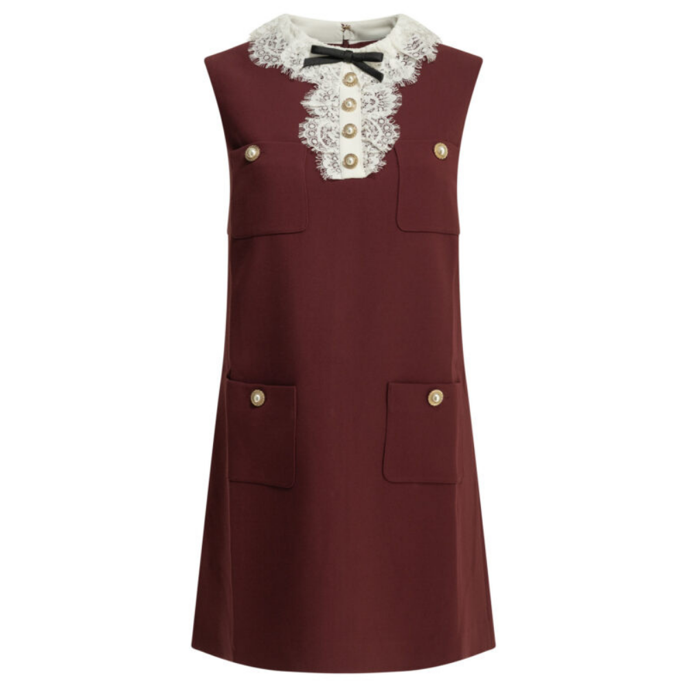 Design sans titre (6) SELF-PORTRAIT robe courte femme bordeaux – Image 1